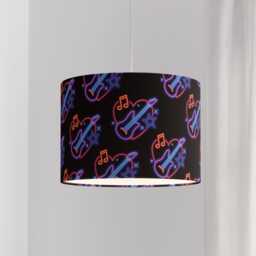 Neon Music Bass Guitar Print Lampshade Drum Lamp Shade 25cm 30cm 35cm 40cm 45cm Handmade Velvet Home Decor Retro - thumbnail 4