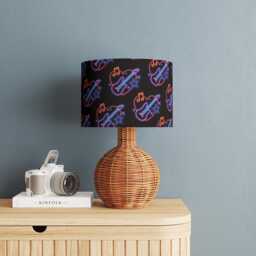 Neon Music Bass Guitar Print Lampshade Drum Lamp Shade 25cm 30cm 35cm 40cm 45cm Handmade Velvet Home Decor Retro - thumbnail 3