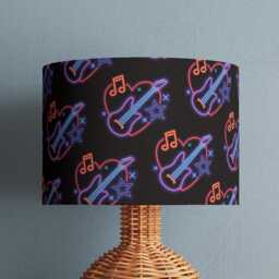 Neon Music Bass Guitar Print Lampshade Drum Lamp Shade 25cm 30cm 35cm 40cm 45cm Handmade Velvet Home Decor Retro - thumbnail 2