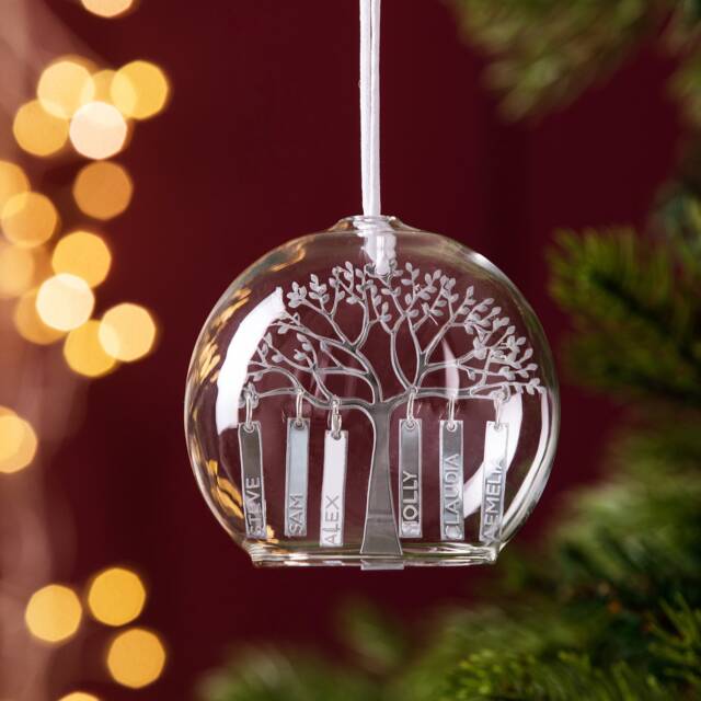 Personalised Family Tree Glass Dome Bauble - image 1