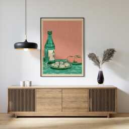 Soju Bottle Poster, Korean Still Life Print, Kitchen Wall Art - thumbnail 3