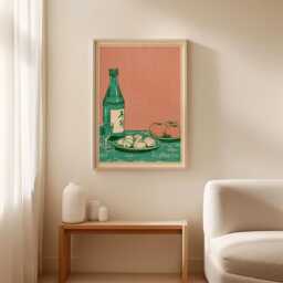 Soju Bottle Poster, Korean Still Life Print, Kitchen Wall Art - thumbnail 2
