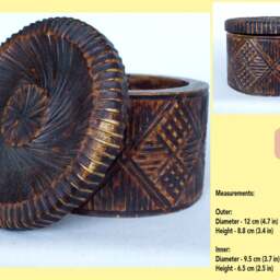 Wooden Box Handmade For Jewelry Geometric Lines Unique Design Vintage Look - thumbnail 3
