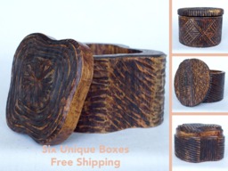 Wooden Box Handmade For Jewelry Geometric Lines Unique Design Vintage Look - thumbnail 1