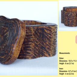 Wooden Box Handmade For Jewelry Geometric Lines Unique Design Vintage Look - thumbnail 2