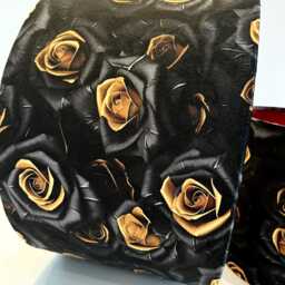 Black & Gold Roses Velvet Drum Lamp Shade Handmade Luxury Lighting - thumbnail 3
