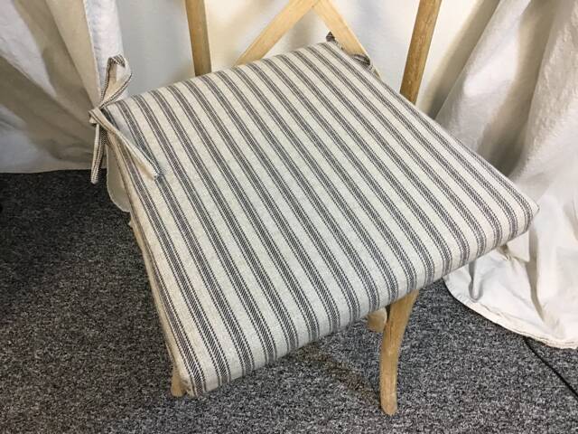 Black Ticking Stripe Chair Cushions, Rustic Stool Seat Cushion, Hayes Denton Pad, Replacement Cushion 18 - image 1