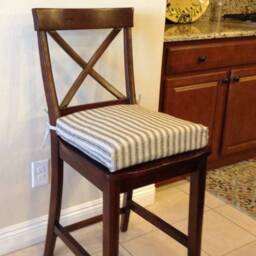 Black Ticking Stripe Chair Cushions, Rustic Stool Seat Cushion, Hayes Denton Pad, Replacement Cushion 18 - thumbnail 3