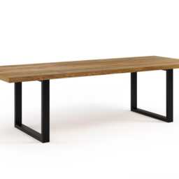 Solid Oak Dining Table Sq Steel Legs Clar 075 - thumbnail 3