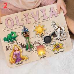 Personalized Princess Rapunzel Name Puzzle Board, Custom Puzzle, 1st 2nd Birthday Baby Gift, Tangled Theme - thumbnail 3