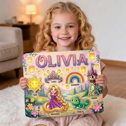 Personalized Princess Rapunzel Name Puzzle Board, Custom Puzzle, 1st 2nd Birthday Baby Gift, Tangled Theme
