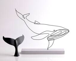 Handmade Whale Wire Art Concrete Base Shelf Decor