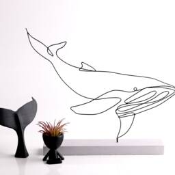 Handmade Whale Wire Art Concrete Base Shelf Decor - thumbnail 2
