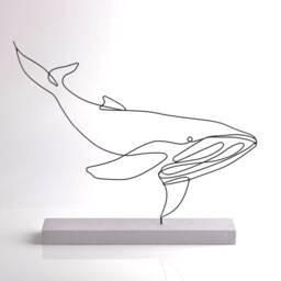 Handmade Whale Wire Art Concrete Base Shelf Decor - thumbnail 3