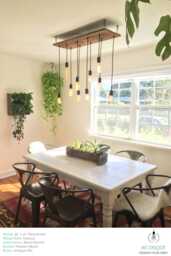 Pendant Light Reclaimed Wood Chandelier - Grey Rustic Urban Modern Wooden Dining Chandelier Copper