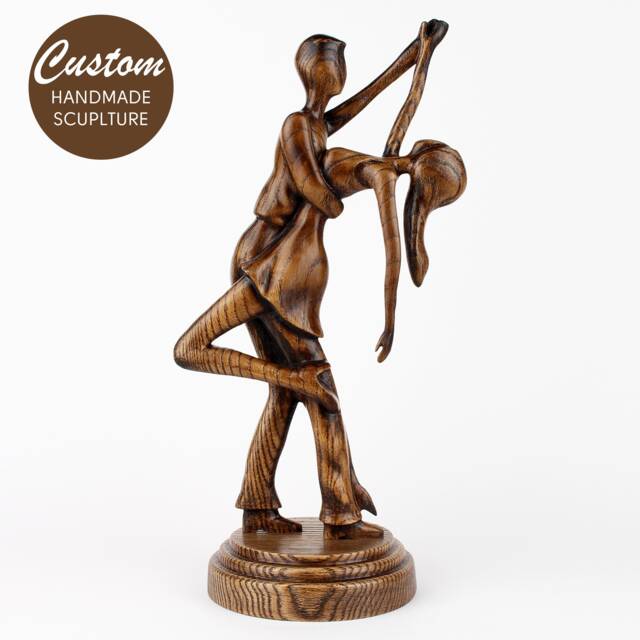 Wooden 5 Year Anniversary Gift - Handmade Tango Couple Sculpture, Romantic Wedding Gift, Passionate Dance Figurine For Couples - image 1