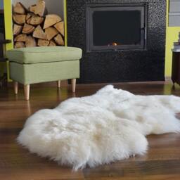 "Xl White Sheepskin Rug, Genuine Leather, Comfy Cozy Throw - 48"" X 28" - thumbnail 3