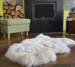 "Xl White Sheepskin Rug, Genuine Leather, Comfy Cozy Throw - 48"" X 28" - thumbnail 1