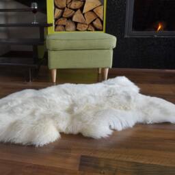 "Xl White Sheepskin Rug, Genuine Leather, Comfy Cozy Throw - 48"" X 28" - thumbnail 2