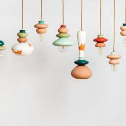 Emerald Green Nursery Lamp - Handmade Ceramic Pendant Light Baby Boy Room Decor Kids Ceiling Unique Children Lighting - thumbnail 2