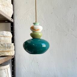 Emerald Green Nursery Lamp - Handmade Ceramic Pendant Light Baby Boy Room Decor Kids Ceiling Unique Children Lighting - thumbnail 3