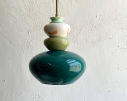 Emerald Green Nursery Lamp - Handmade Ceramic Pendant Light Baby Boy Room Decor Kids Ceiling Unique Children Lighting