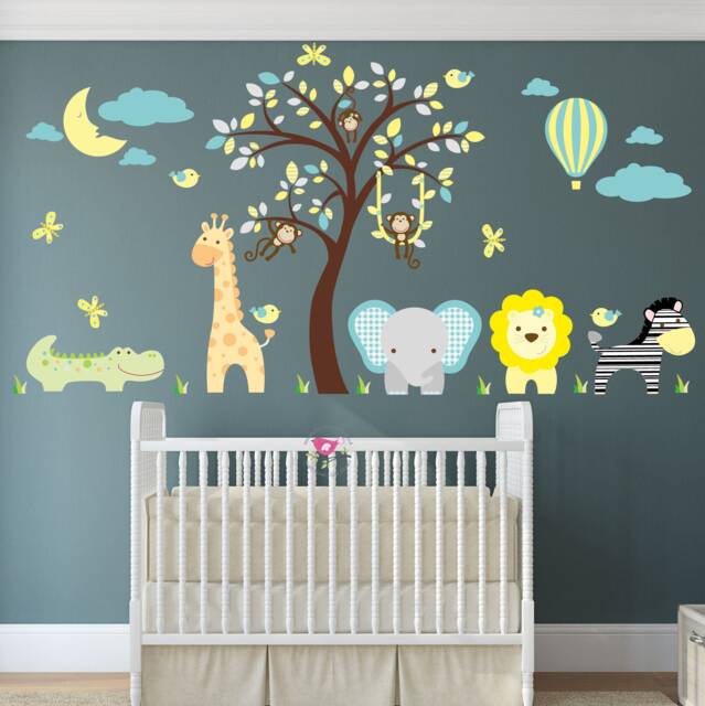 Jungle Animal Nursery Decals, Gender Neutral Safari Wall Stickers - image 1