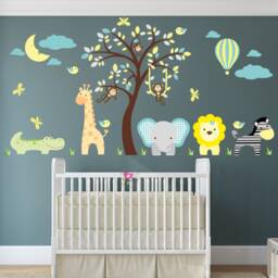 Jungle Animal Nursery Decals, Gender Neutral Safari Wall Stickers - thumbnail 1