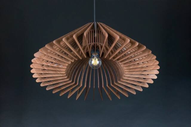 Walnut Hdf Wood Pendant Light Modern Wooden Lamp Shade - image 1