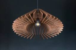 Walnut Hdf Wood Pendant Light Modern Wooden Lamp Shade - thumbnail 1