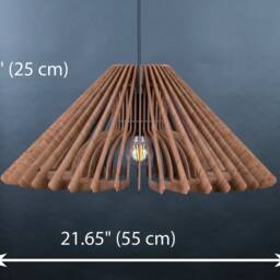 Walnut Hdf Wood Pendant Light Modern Wooden Lamp Shade - thumbnail 3