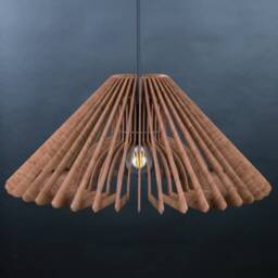 Walnut Hdf Wood Pendant Light Modern Wooden Lamp Shade - thumbnail 2