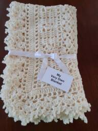 Cream Lace Hand Crocheted Baby Blanket