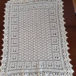 Cream Lace Hand Crocheted Baby Blanket - thumbnail 4
