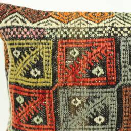 Vintage Turkish Kilim Lumbar Pillow Cover Tribal Art Accent - 12x24 - thumbnail 3