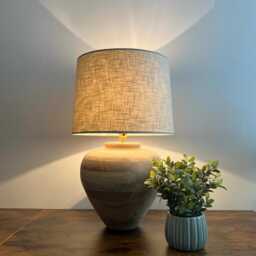 Natural Linen Lampshade, French Drum Empire Shade - thumbnail 3