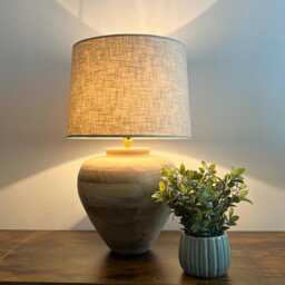 Natural Linen Lampshade, French Drum Empire Shade