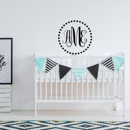 Personalized Monogram Wall Decal Initial Vinyl Sticker, Laptop Gift Ideas M027 - thumbnail 3