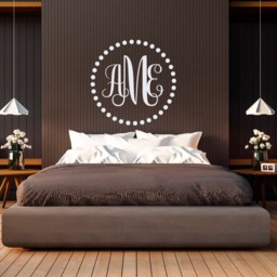 Personalized Monogram Wall Decal Initial Vinyl Sticker, Laptop Gift Ideas M027 - thumbnail 1