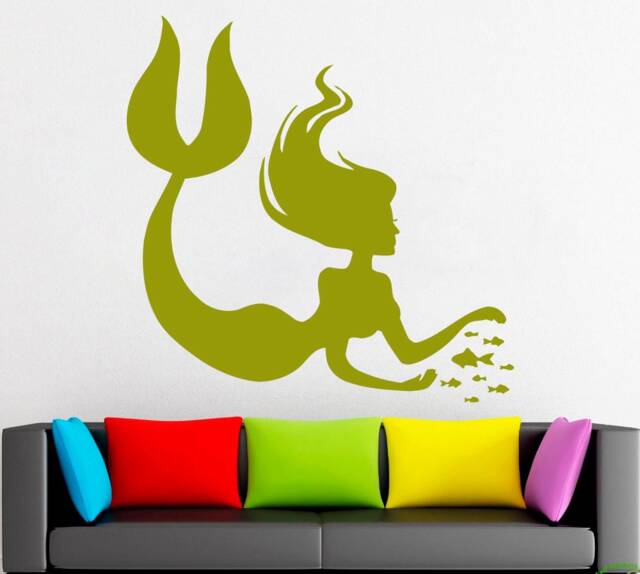 Mermaid Wall Decal Removable Vinyl Sticker, Nursery Decor 2143 - image 1