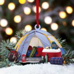Personalized Camping Tent Christmas Ornament, Funny Hanger, Flat 2D Happy Camper Key Chain, Gift For Lover - thumbnail 3