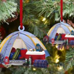 Personalized Camping Tent Christmas Ornament, Funny Hanger, Flat 2D Happy Camper Key Chain, Gift For Lover - thumbnail 2