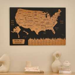 National Park Usa Map Apartment Decor, Travel With Pins 5Th Anniversary Gift Wall Hanging, Push Pin Wooden Art Home Improvement - thumbnail 1