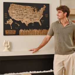 National Park Usa Map Apartment Decor, Travel With Pins 5Th Anniversary Gift Wall Hanging, Push Pin Wooden Art Home Improvement - thumbnail 3