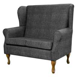 Charcoal Marl Wingback Sofa - Handmade Grey Upholstered Made To Order in Britain
