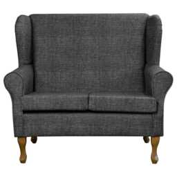Charcoal Marl Wingback Sofa - Handmade Grey Upholstered Made To Order in Britain - thumbnail 2