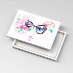 Face Of A Woman With Glasses Canvas, Picture Wall Hanging, Pink Decor, Abstraction Canvas Print - thumbnail 3