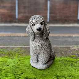Garden Poodle Statue Concrete Dog Figurine Stone Pet Sculpture Outdoor Memorial Ornament Lover Gift Home Decoration Yard Art - thumbnail 3