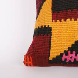 Bohemian Kilim Pillow Cover Vintage Turkish Rug, 16''x16'' - thumbnail 2