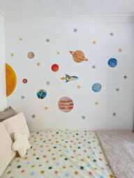 Fabric Nursery Wall Stickers - Solar System Educational Removable Decals For Kids' Bedroom Or Playroom - thumbnail 1